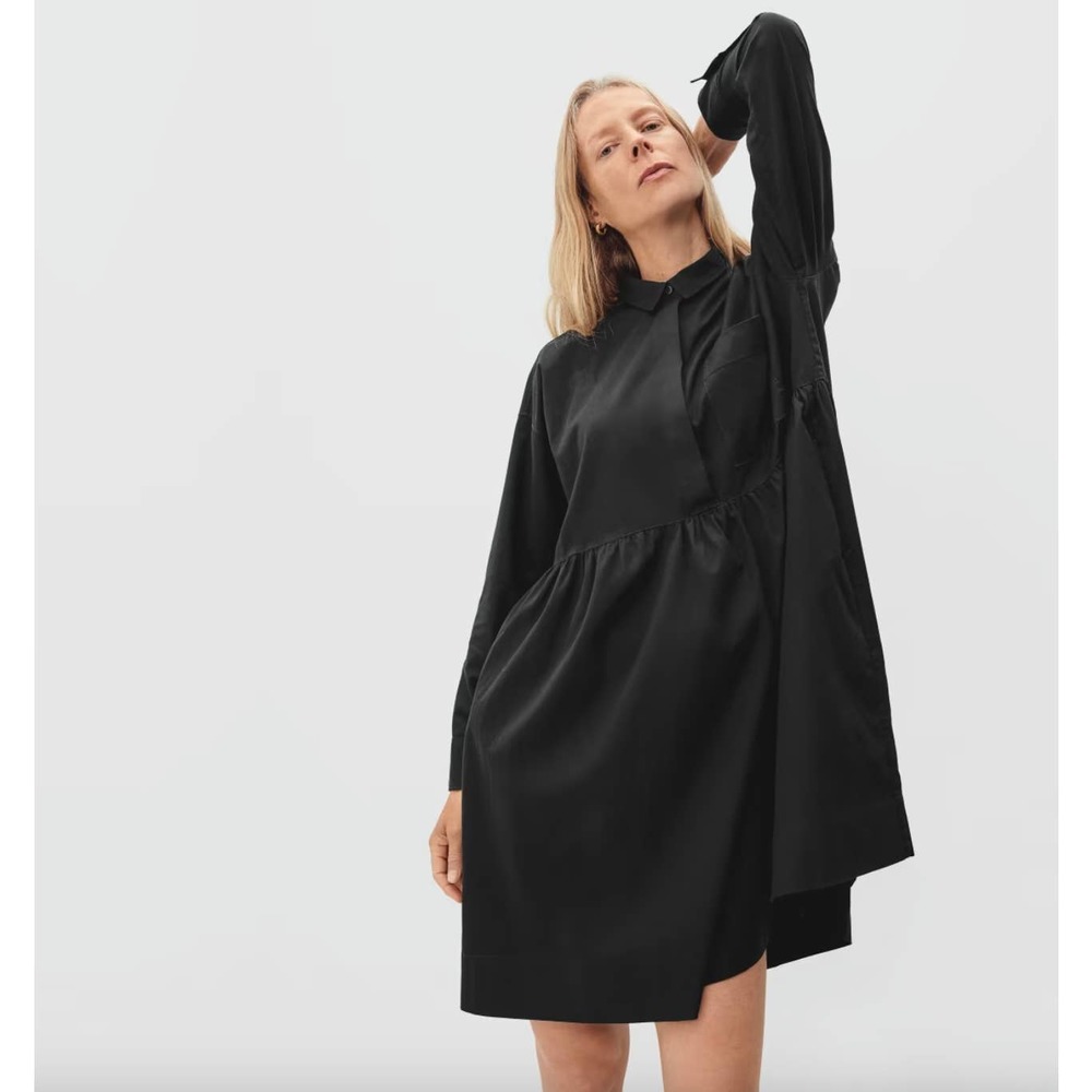 Everlane The Field Button Down Dress In Black Size XS New